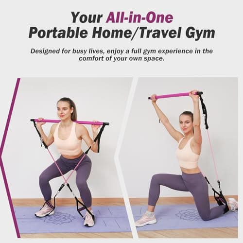AlongSong Pilates Equipment, Resistance Band Set Men Women with Pilates Bar — view 3