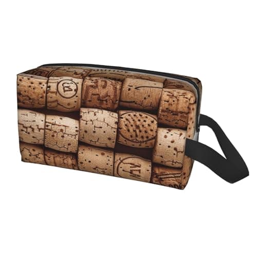 Wine Cork Print Toiletry Bag Portable Travel Wash Bag Water-Resistant Gym Shaving Organiser Bag, Shower Bathroom Makeup Bag with Handle for Men and Women — view 2