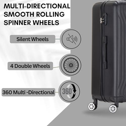 DK Luggage 28" Large Hard Shell Suitcase 4 Wheel Spinner ABS25 (Black, 28" Large) — view 4