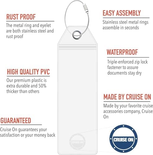 Cruise On Royal Caribbean Cruise Luggage Tag Holder (4 Pack) – Fits All Royal Caribbean Ships, Durable Travel ID Holders for 2026-2027 Cruises, Clear Waterproof Cruise Essentials — view 4