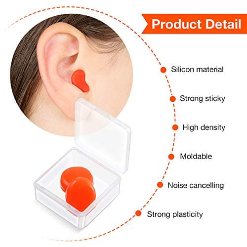 21 Pairs Ear Plugs for Sleeping Soft Reusable Moldable Silicone Earplugs Noise Cancelling Earplugs Sound Blocking Ear Plugs with Case for Swimming, Concert Airplane 32dB NRR (White, Blue, Orange) — view 2