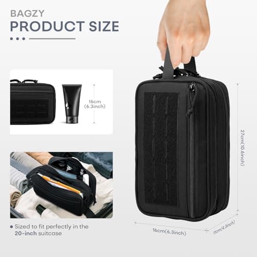 BAGZY Tactical Toiletry Bag for Men Hygiene Bag EDC Military Tool Molle Pouches Small Dopp Kit Mens Shaving Kit Travel Shower Bags Shaving Travel Bags for Toiletries Black — view 2