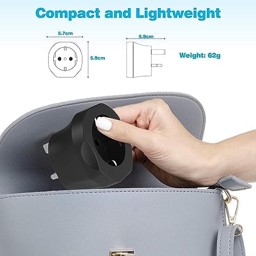 VINTAR EU to UK Plug Adapter 2 Pack, 2 Pin to 3 Pin Adapter Plug UK, Black — view 3