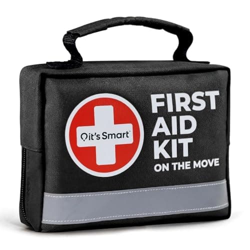 It's Smart Premium Compact Grab and Go First Aid Kit, 150 Pieces, Black Travel Bag, Emergency Essentials for Hiking, Home, Camping, Car with Emergency Blanket, Bandages and Burns Gel — view 2