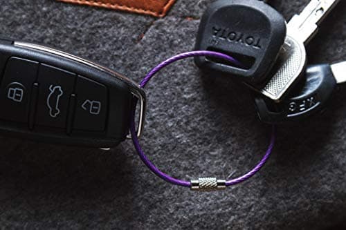 Silipac Metal Cable Key Ring-Heavy Duty Tough Stainless Steel Wire Tags Durable Keychains Twist Lock Carabiner-for Luggage Tag Loops Travelling Key Organizer Arts Projects-16 Pcs Purple(6.3 inch 2mm) — view 5