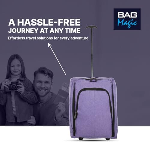 Bordlite 50x35x20cm Soft Cabin Bag – Lightweight Overhead Hand Luggage Suitcase with Wheels & Extendable Handle – Fits Ryanair, EasyJet, BA & More, 35L Capacity (Purple) — view 6
