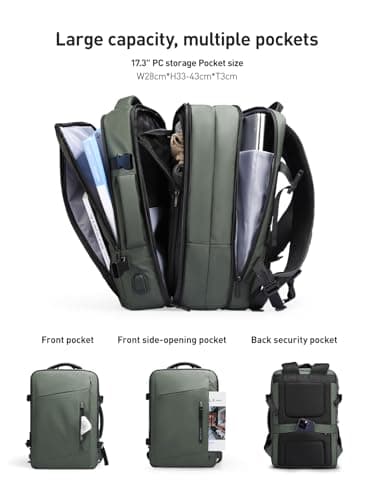 MARK RYDEN Expandable 26L-38L Travel Backpack Cabin Size with USB Charging — view 3