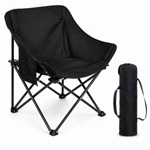 HomlyPro Folding Camping Chair, Pack of 1 - Lightweight & Durable Metal Frame, Compact Outdoor Chair for Adults, Perfect for Fishing, Picnics, Beach, Garden, and Outdoor Uses (Black)