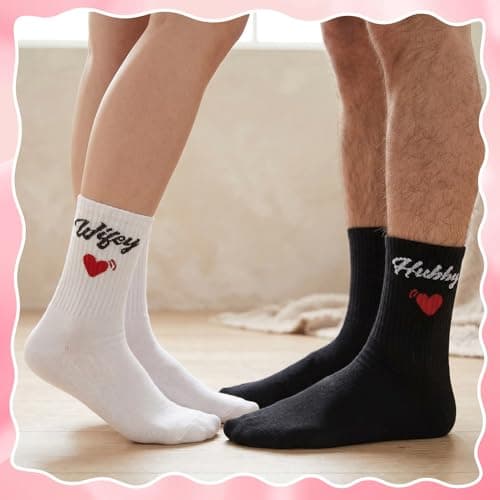 Zuimei Engagement Wedding Gifts for Couples Her Him Wifey&Husband Socks — view 4