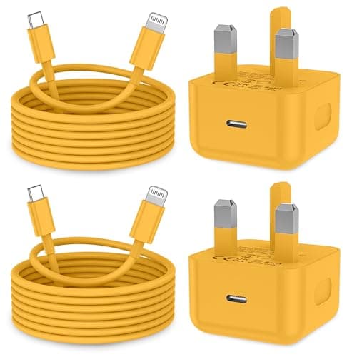 KTDRJN for iPhone Charger, 2Pack PD20W Fast Apple Charger 3.0A, iPhone charger fast charge with USB C To Lightning Cable 2M for iPhone 14 13 12 11 Pro Max XS XR X 8 7 6 Plus 5, iPad and iPod-Yellow
