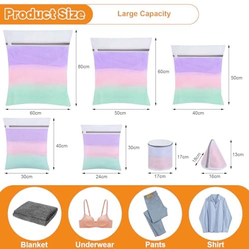 10 Pack Mesh Laundry Bags for Delicates, Mesh Zipped Wash Bags Set, 7 Sizes — view 2