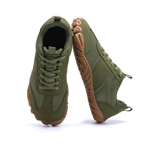 RUFONE Barefoot Hiking Shoes for Women and Men – Minimalist Trail & Walking Sneakers, Spacious Toe Box, Non-Slip, Green, 7.5 Women/5.5 Men