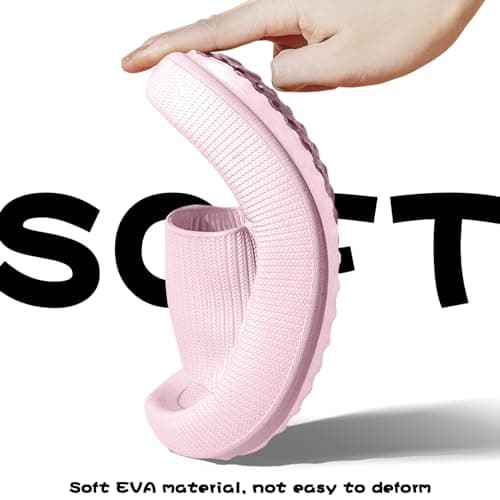 BHFRGAS Sliders Cloud Slippers Women Men，Non-Slip Mens Womens Slippers Cloud Sliders，Soft Flip Flops with Thick Sole for Shower Bathroom Pool Beach，Pink, 5-5.5 UK — view 4