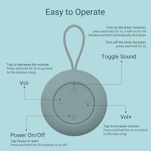 Portable Baby Sound Machine [White Noise for Babies Kids Adults][SleepSoother][Timer Function][12 Soothing Sounds] 15 Hours Battery Life,Travel,Registry Gift,Shower,Clips on Baby Stroller.Slate — view 2