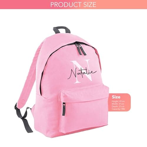 Print Maniacs Personalised Backpack for Kids Back to School 18 Litres Rucksack with Name Ideal for Boys, Girls, Toddlers,and Primary School Students Perfect School Bag Pink — view 2