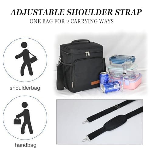 TuErcao 12 can Small Cooler Bag, Leak Proof Portable Lightweight Foldable Soft Ice Chest for Beach Hiking Picnic Camping Travel Cooler for Car Road Trips, Black — view 4