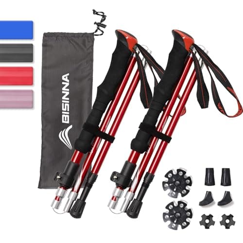BISINNA Trekking Poles- 2pc/set Folding Aluminum Walking Sticks