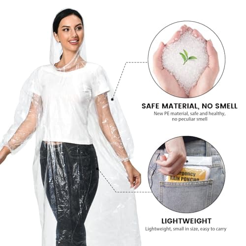 MOKANI Disposable Rain poncho for Adults, 10 PCS Waterproof Ponchos — view 5