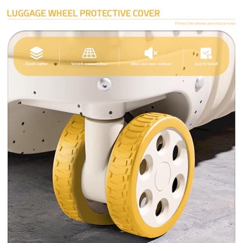 YMWALK 8 Pack Silicone Luggage Wheel Covers, Durable Anti-Scratch Travel Suitcase Wheel Protectors, Portable 2 Inch Luggage Spinner Wheel Covers Mute for Most Caster Wheels (yellow) — view 3