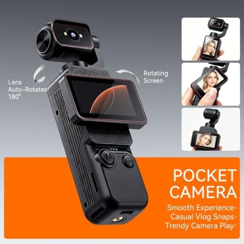 Linhexis 1080P Vlogging Camera with 180° Auto-Rotating Lens(Black) — view 5