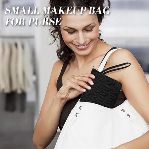 Gloppie Small Makeup Bag for Handbag, Cosmetic Make Up Pouch Travel, Black — view 6