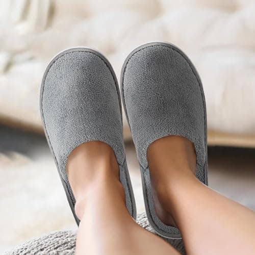 FEZTGVOFA 3 Pairs Hotel Slippers, Spa Slippers, Comfortable Disposable Non-Slip Guest Slipper, Soft Coral Velvet Travel Slipper, for Spa, Travel, Family Hotels,Guest — view 5