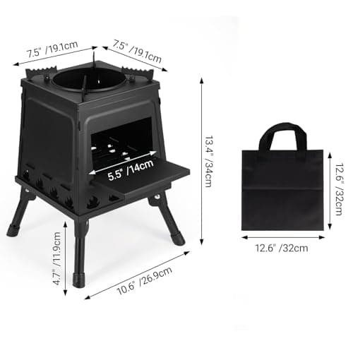 GreenWhim Heavy Duty Portable Camping Wood Stove Folding Alloy Steel Tent Stove for Backpacking Outdoor Cooking Survival Hiking Picnic BBQ — view 2