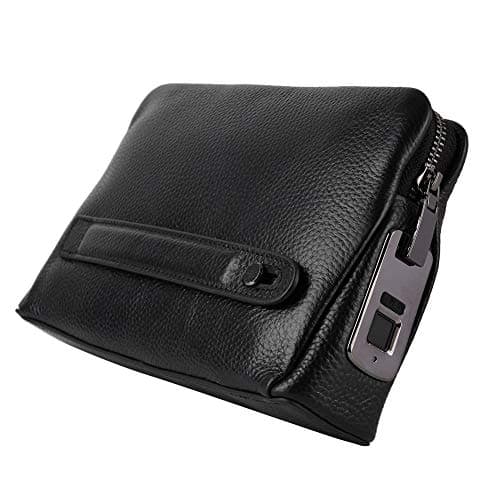 Zunate Fipilock Smart Fingerprint Wallet for Men with Biometric Security Lock, Blocking Anti Theft Zipper Leather Handbag, Large Capacity Black Wallet with Type C Charging — view 2
