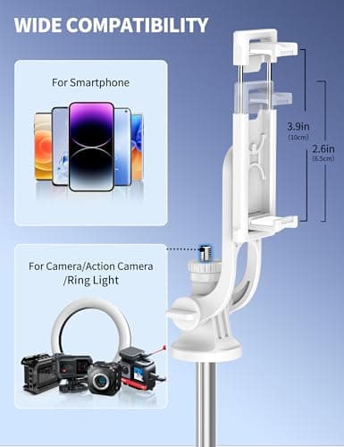 71" Selfie Stick, Smartphone Tripod Stand All-in-1 with Remote, Travel Tripod for iPhone, Extendable Cell Phone Tripods for Selfie/Video Recording/Photo/Live Stream/Vlog — view 6