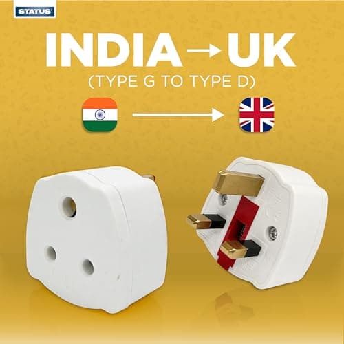 Status India to UK Power Adaptor, India to UK Travel Adapter for Visitors, White, Pack of 1 (INDIATOUKTAB112) — view 3