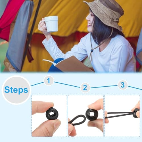 PATIKIL Plastic Cord Lock, 10 Pack Single Hole Toggle Stopper Round Ball Shaped Adjustable Cord Stops Fastener for Paracord, Camping, Hiking, Shoelace Replacement, Navy Blue — view 4