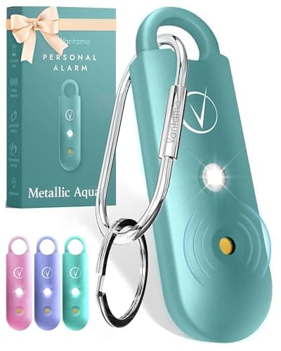 Vantamo Personal Alarms for Women with Strobe LED Light, Extra Loud 130dB Self Defense Keychain with 2 Dynamics, Unique Panic Alarm with Keychain & Keyring for Bag or Backpack and Low Battery Notice