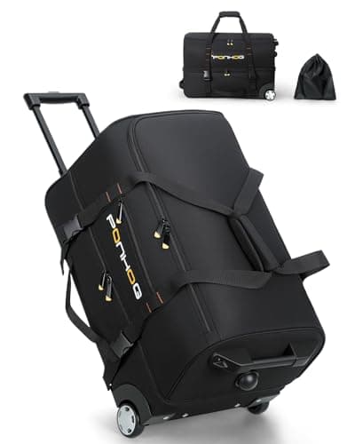 Ponhog 22 Inch Wheeled Duffle Bag - 41L Travel Holdall Bag with Wheels,Water Resistant for Overnight Trip Weekender, Black(H56 x L33 x H31cm)