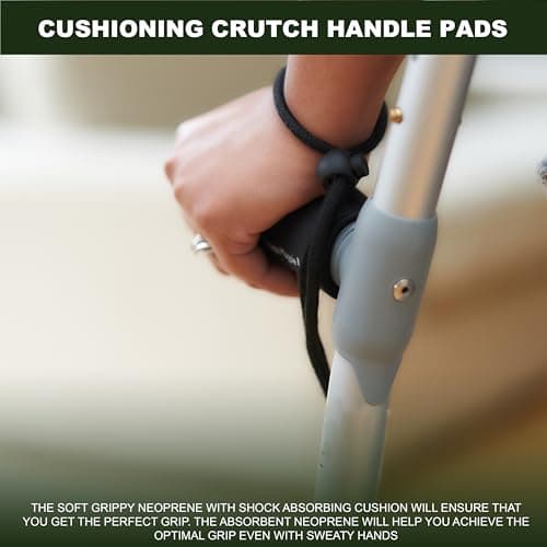 Fitness Magpie Neoprene Crutches Handle Pads – Comfortable Anti Slip Hand Grip with Wrist Strap Technology – Pair of Cushion Crutch Pads for Walking Sticks UK (Black) — view 6
