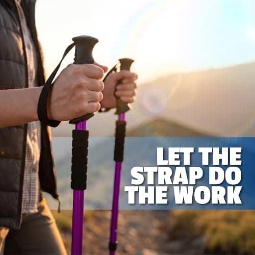 Straame Telescopic Walking Sticks 2 Pack, 65-130cm Trekking Poles (Purple) — view 5