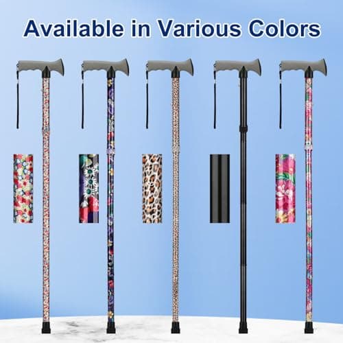 supregear Folding Walking Stick, Adjustable Height Foldable Collapsible Lightweight Portable Travel cane with Soft Handle, Walking Aid for Elderly Disabled Men Women, Black — view 3
