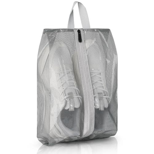 jwtyu 1 Piece Shoe Bags for Travel Grey Shoe Bag Waterproof TPU Mesh Shoe Travel Bag with Zipper for Travelling or Home Storage