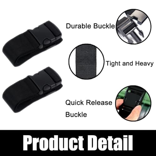 2PCS Luggage Suitcase Straps, Adjustable Travel Accessories Non-Slip Thickened Luggage Belt with Quick Release Buckle, Travel Luggage Straps for Suitcase Baggage (Black) — view 3
