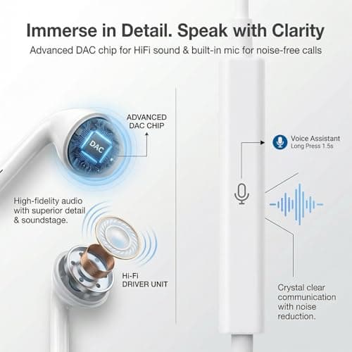 3 Pack USB C Headphones compatible with iPhone 17/16/15, Type C Wired Earphones with Microphone and Volume Control Noise Cancelling, Compatible with Samsung, compatible with iPhone 15/16/Pro, — view 3