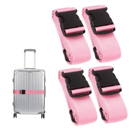 Luggage Straps for Suitcase Heavy Adjustable Suitcase Straps with Quick Release Buckle Suitcase Identifier Bands for Travel Case Non-Slip Travel Belt Travel Accessories (Pink, 4pcs)