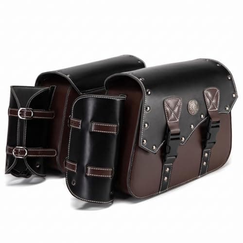 Brown Vintage Leather Motorcycle Saddlebags, Luggage Bags for Cruiser, Touring, Chopper, Rustic Leather Motorcycle Bags
