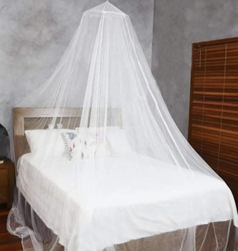 Twinkle Star Mosquito Net for Bed, 2.5M Tall Dome Bed Canopy with Fixing Nails & Rope, Fine Mesh Bed Net for Single Twin Full Queen King Size, White Canopy for Bedroom Camping Travel — view 4