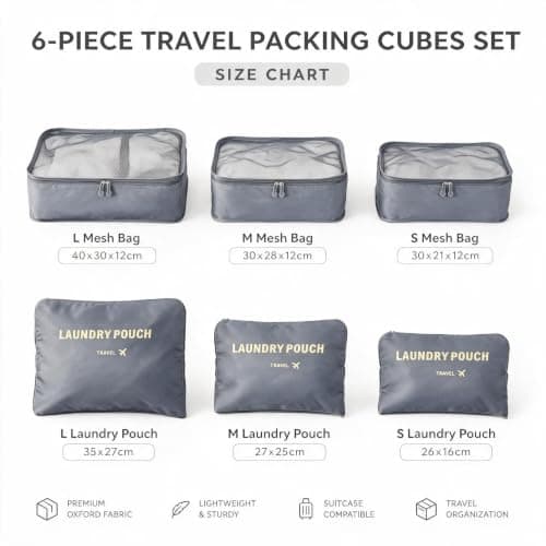 6 Set Compression Packing Cubes for travel Suitcases & Backpack & Luggage — view 2
