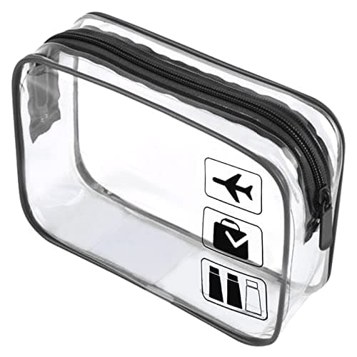 Clear Travel Toiletry Bag TSA Approved Quart Size Travel Bag Airport Carry on Liquid Bag Cosmetic Pouch Shower Bag Transparent Toiletries Bag Airport Security Toiletry Bags(Black)
