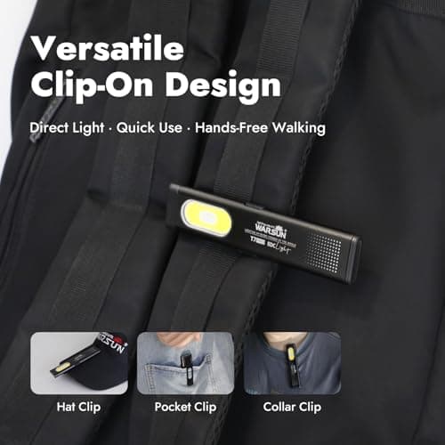 WARSUN T7 Rechargeable Pocket Torch, Slim EDC Flashlight with USB-C Charging, Magnetic Base & Clip, Lightweight Portable LED Torch for Everyday Carry, Night Walking, Camping, Work & Emergency — view 5