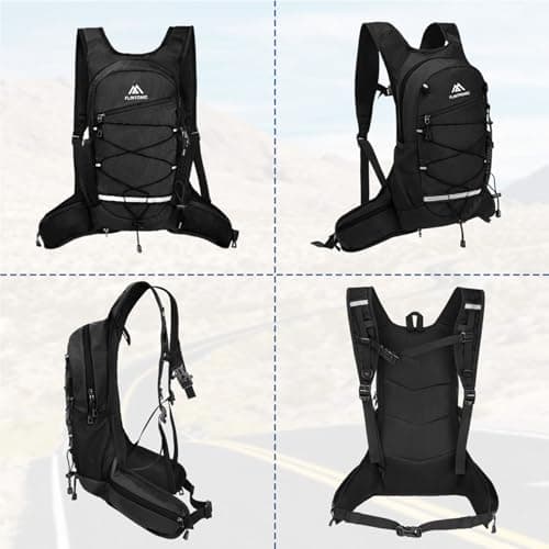 Flintronic Lightweight Breathable Bike Backpack, 8L Waterproof Breathable Cycling Bicycle Rucksack, Hydration Backpack, Reflective Bag, Foldable Running Daypack for Cycling, Jogging, Hiking-Black — view 3