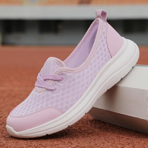 Women Comfy Orthopedic Walking Shoes Women Lightweight Slip-On Knitted Sneakers Comfortable Fashion Flat Walking Shoes Breathable Slip On Arch Support Non-Slip Sneakers — view 3