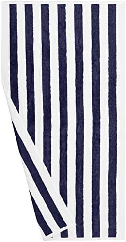 Amazon Basics Beach Towel, 100% Cotton Cabana Stripe, Pool, Gym & Spa Towels for Adults, 76 x 152 cm, Navy Blue, 2-Pack — view 6