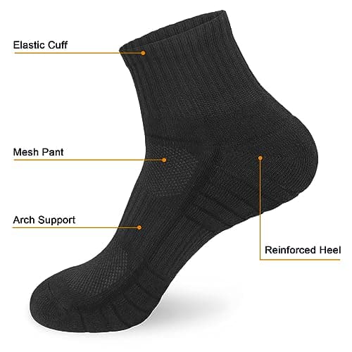 ouhos 3 Pairs Womens Trainer Ankle Running Socks, Ladies Cushioned Anti Blister Sports Socks, Cotton Walking Gym Work Socks, Size 4-7 — view 4