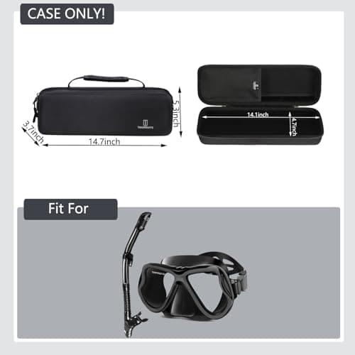 Tourmate Hard Storage Case for Greatever/Ezire/JRing/Aegend/HIKOTEY/Dry Snorkel Set,Travel Case for PIYAZI/Seovediary/Kwambiri/ZipAura Anti-Fog Scuba Diving Mask (Only Box) (Black) — view 6